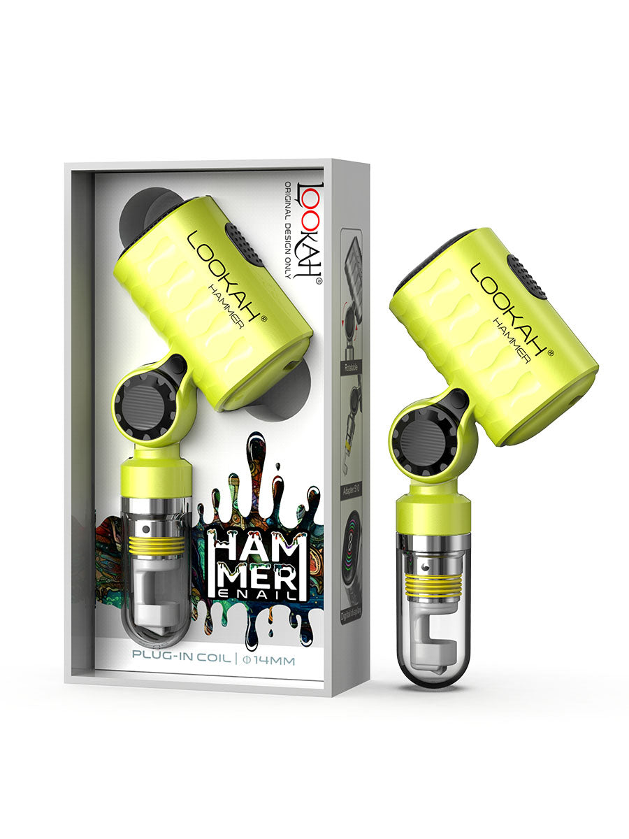 Lookah (Wax Vaporizer) Hammer E-Rig Neon Green (Yellow) with packaging