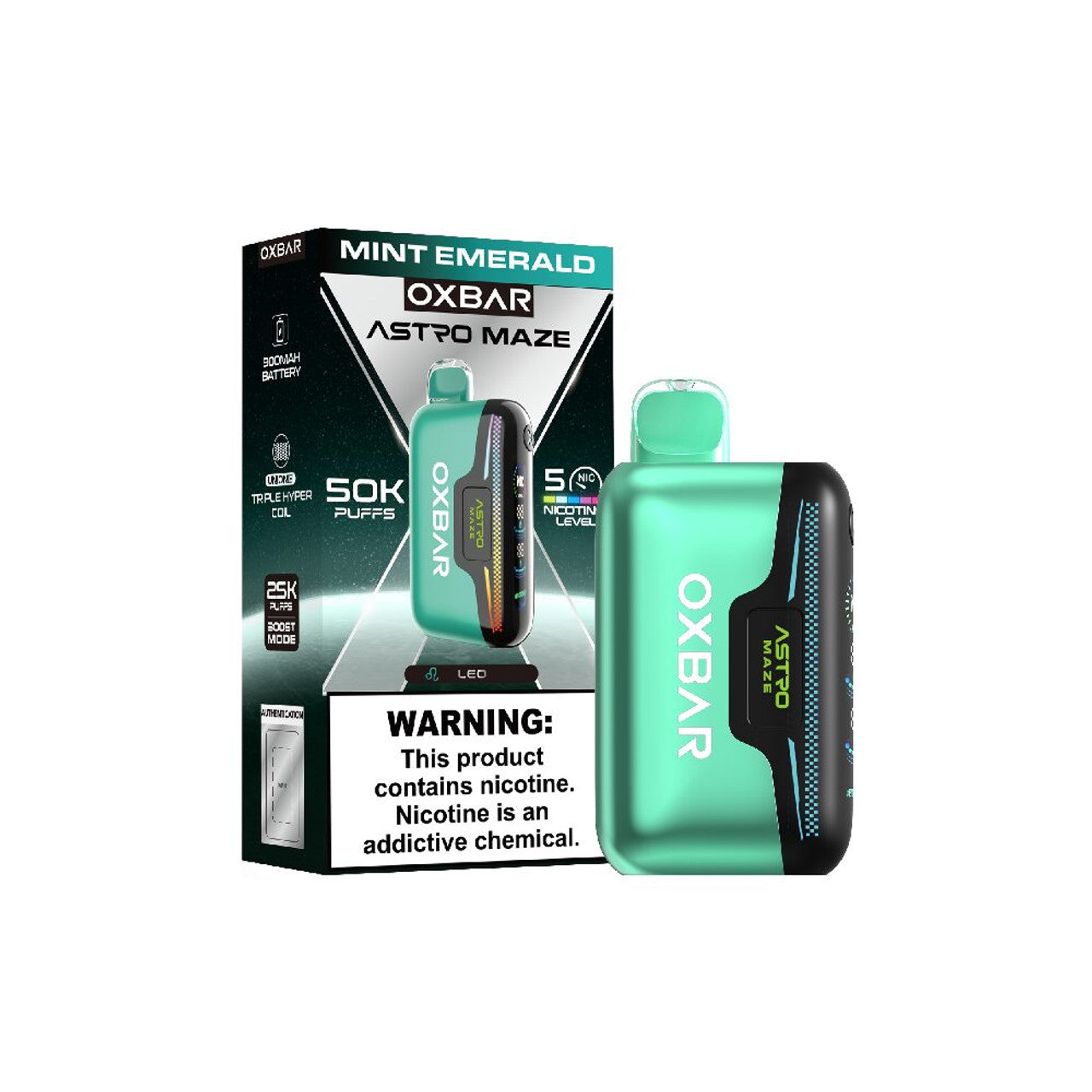 Oxbar Astro Maze 50K Disposable Mint Emerald with packaging
