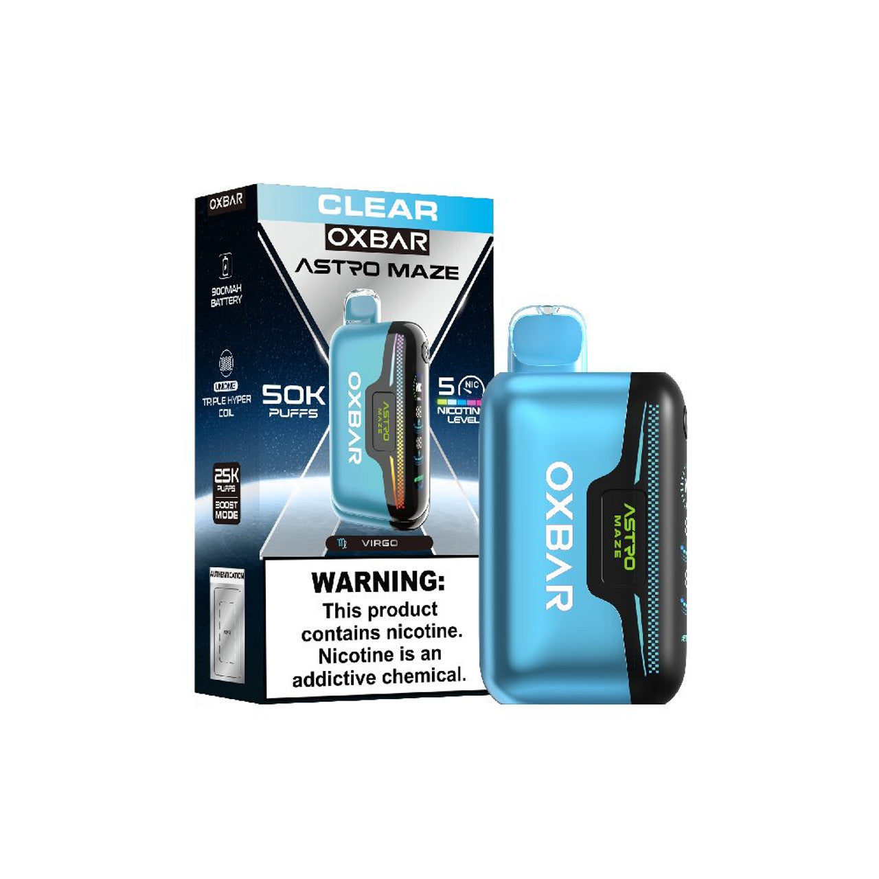 Oxbar Astro Maze 50K Disposable Clear with packaging