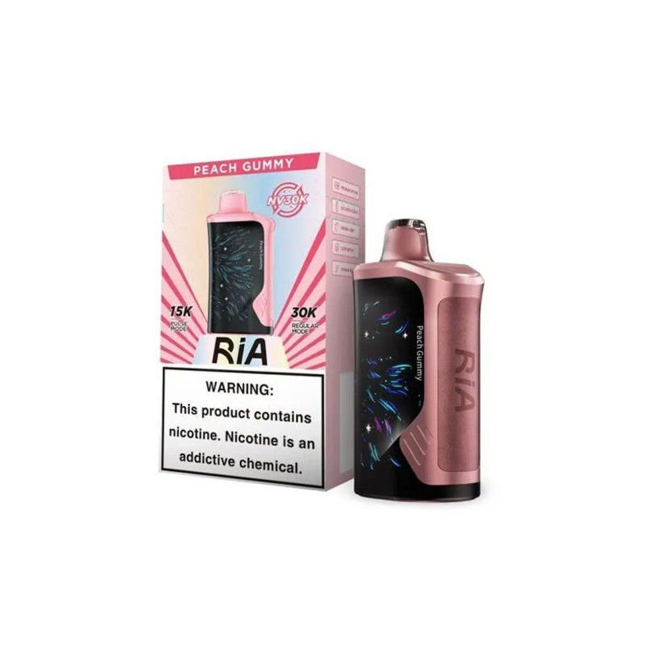 Geek Bar RIA NV30K Disposable Peach Gummy with packaging