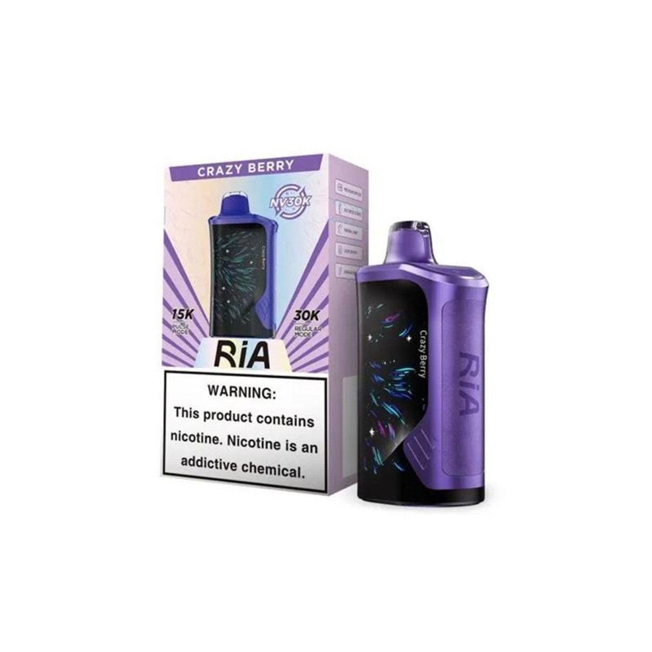 Geek Bar RIA NV30K Disposable Crazy Berry with packaging