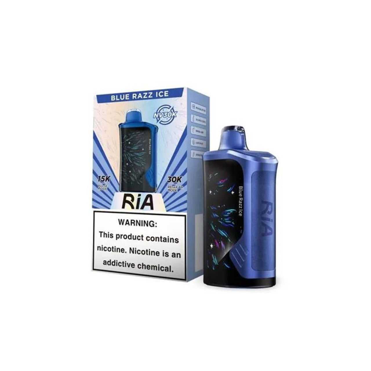 Geek Bar RIA NV30K Disposable Blue Razz Ice with packaging