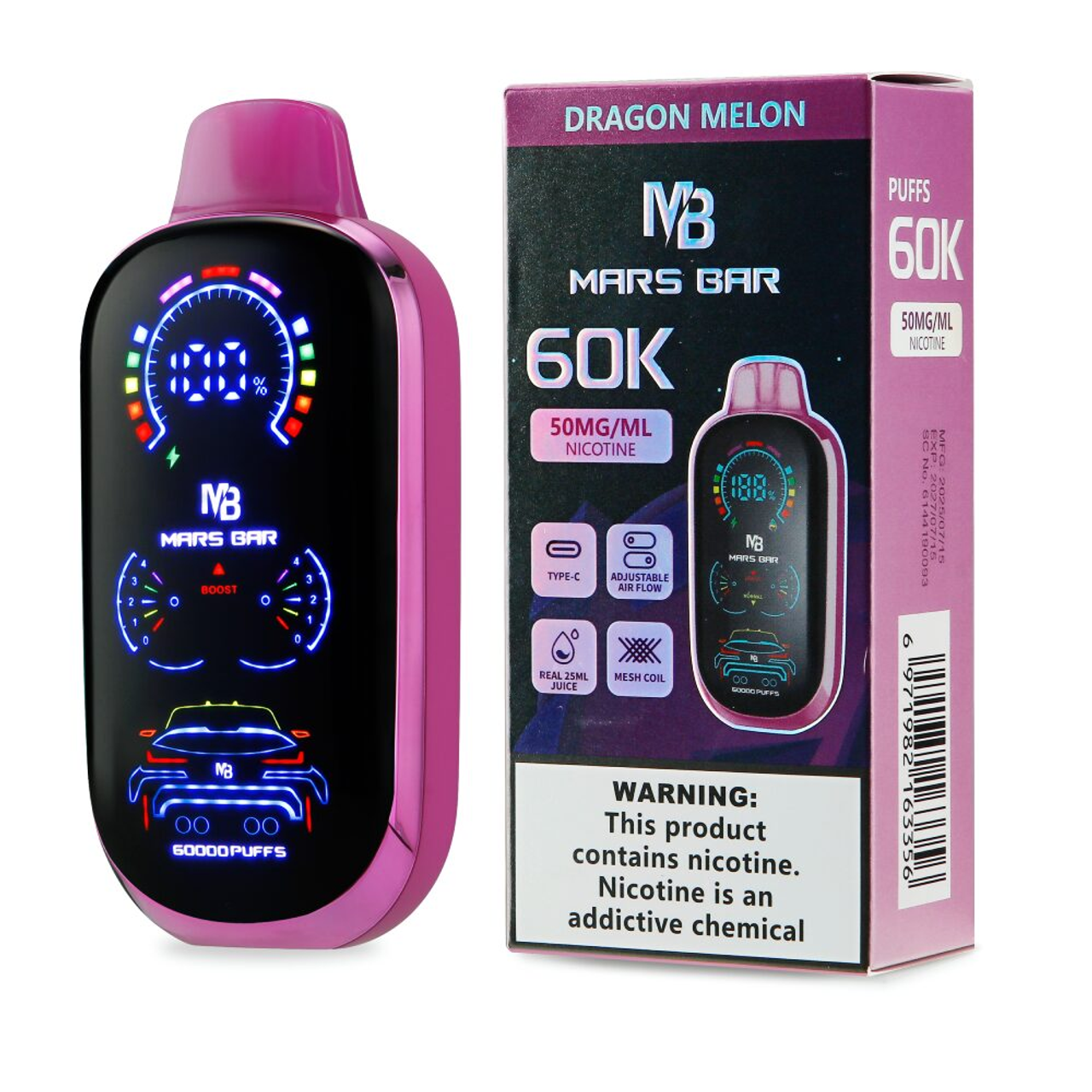 Mars Bar 60K Disposable Dragon Melon with packaging
