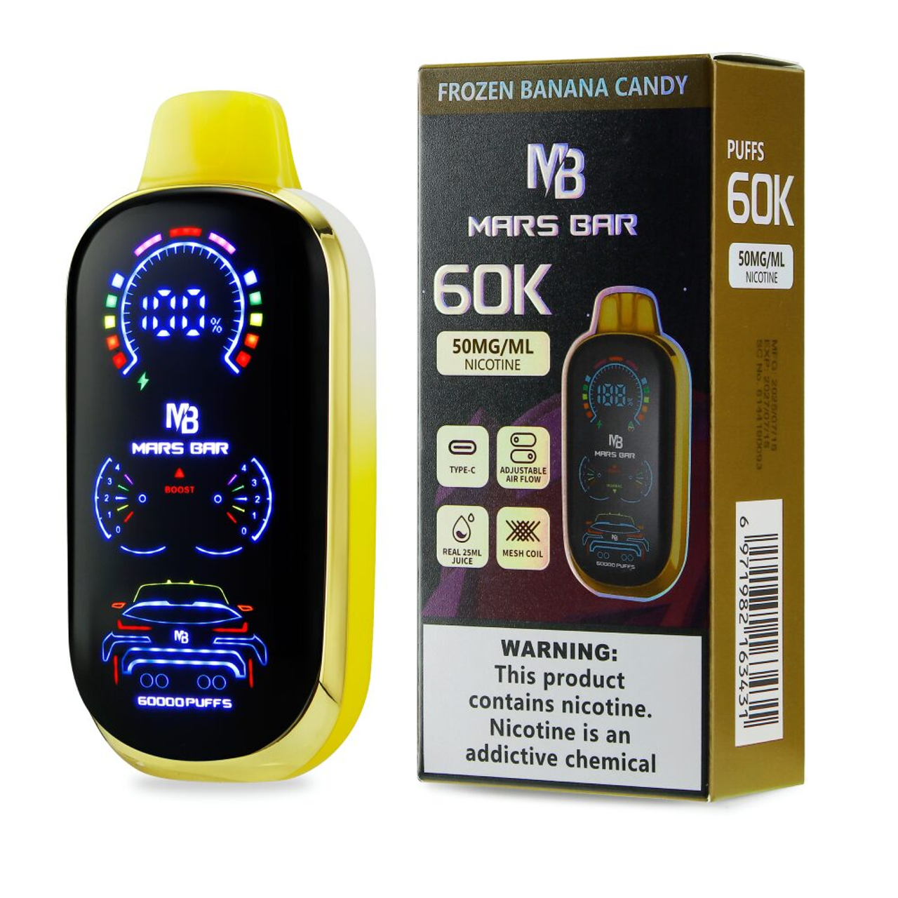 Mars Bar 60K Disposable Frozen Banana Candy with packaging