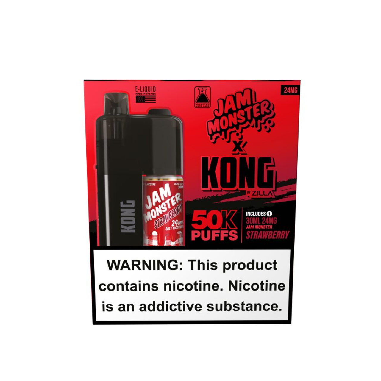 Zilla x Jam Monster Kong Disposable 48mg Strawberry with packaging