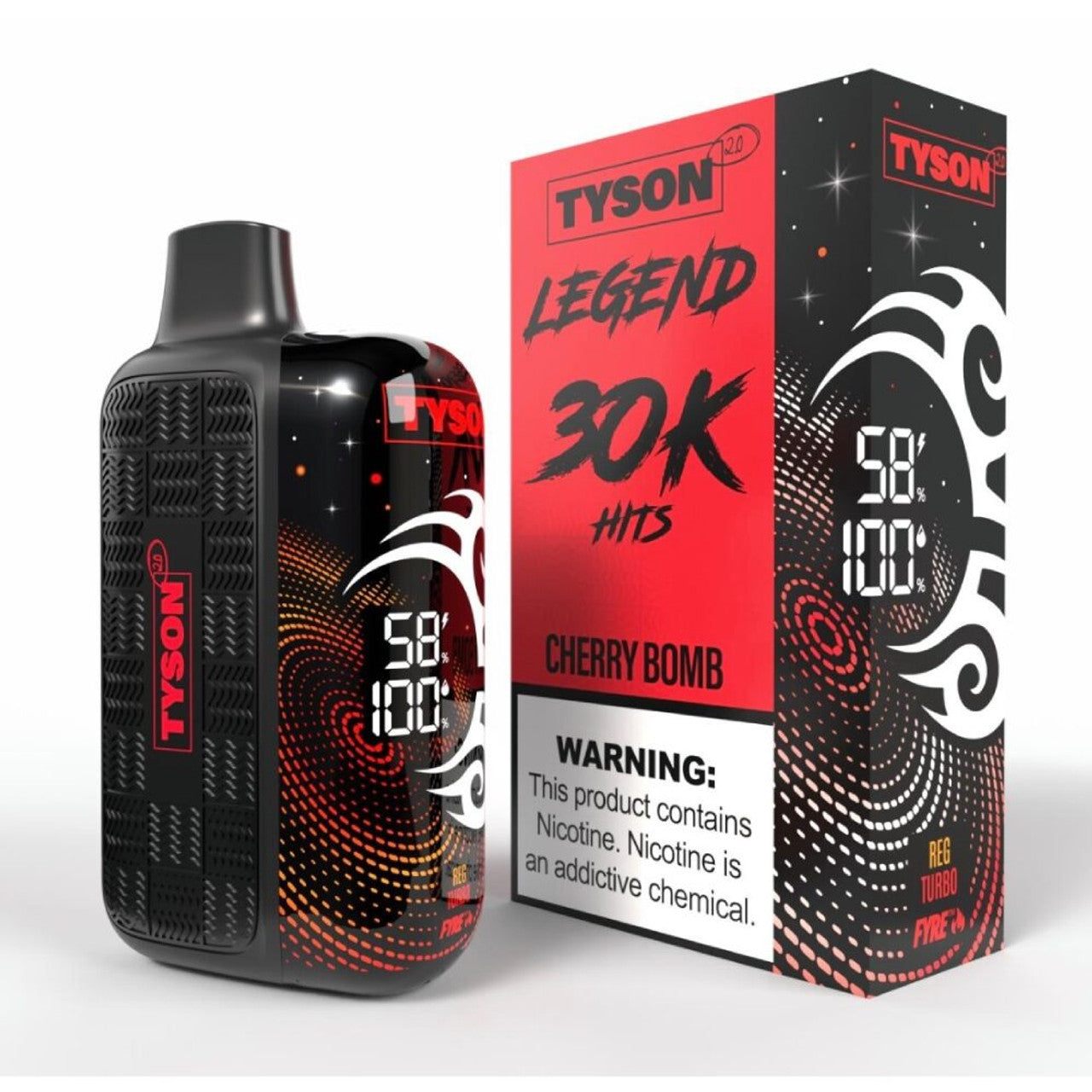 Tyson 2.0 Legend Disposable Cherry Bomb with packaging