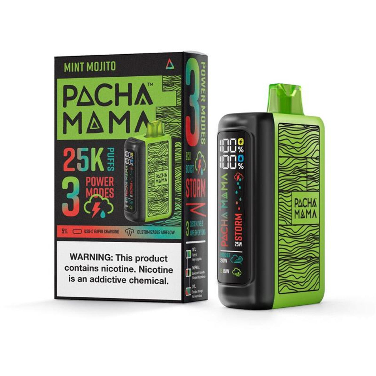 Pachamama 25k Disposable Mint Mojito with packaging