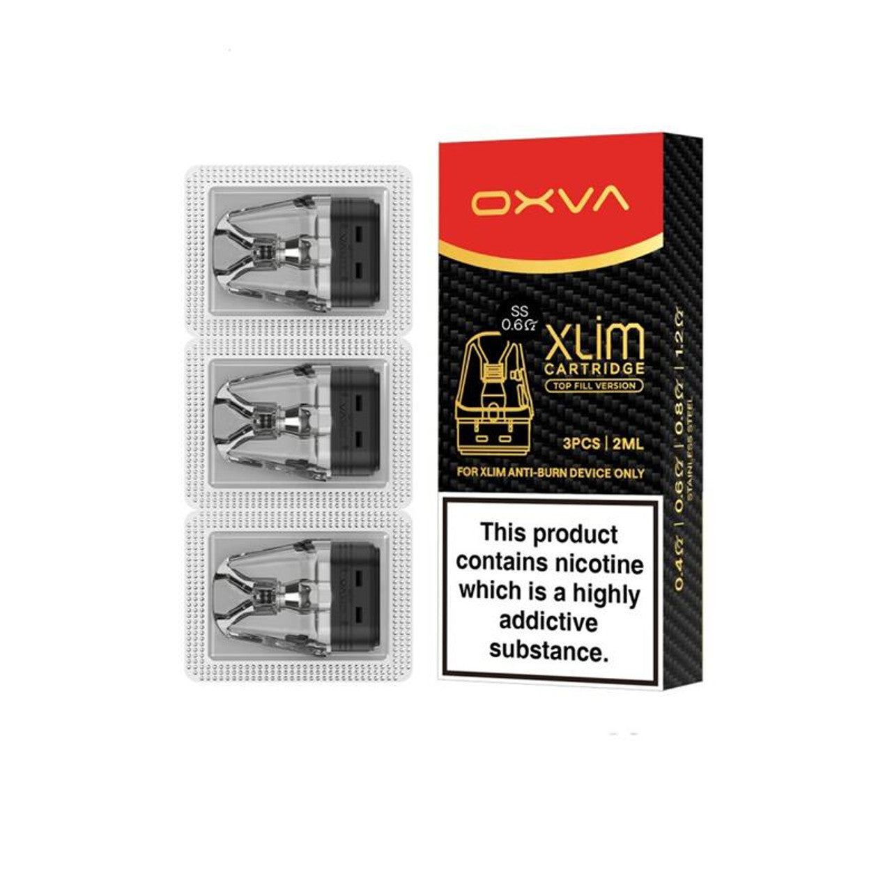 OXVA Xlim Version SS Replacement Pod 0.6ohm with packaging