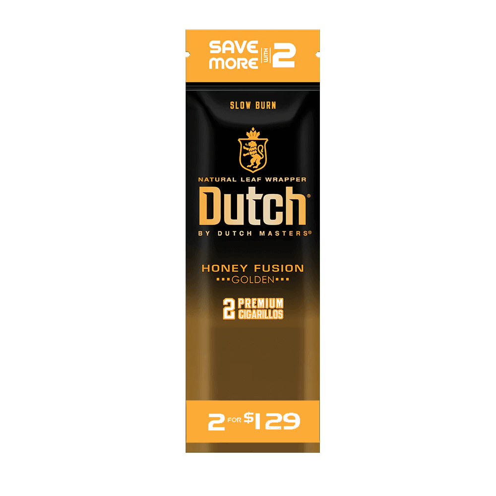 Dutch Premium Cigarillos 2-Pack (30ct Display Box) | Premium SaveMore - Honey Fusion Golden