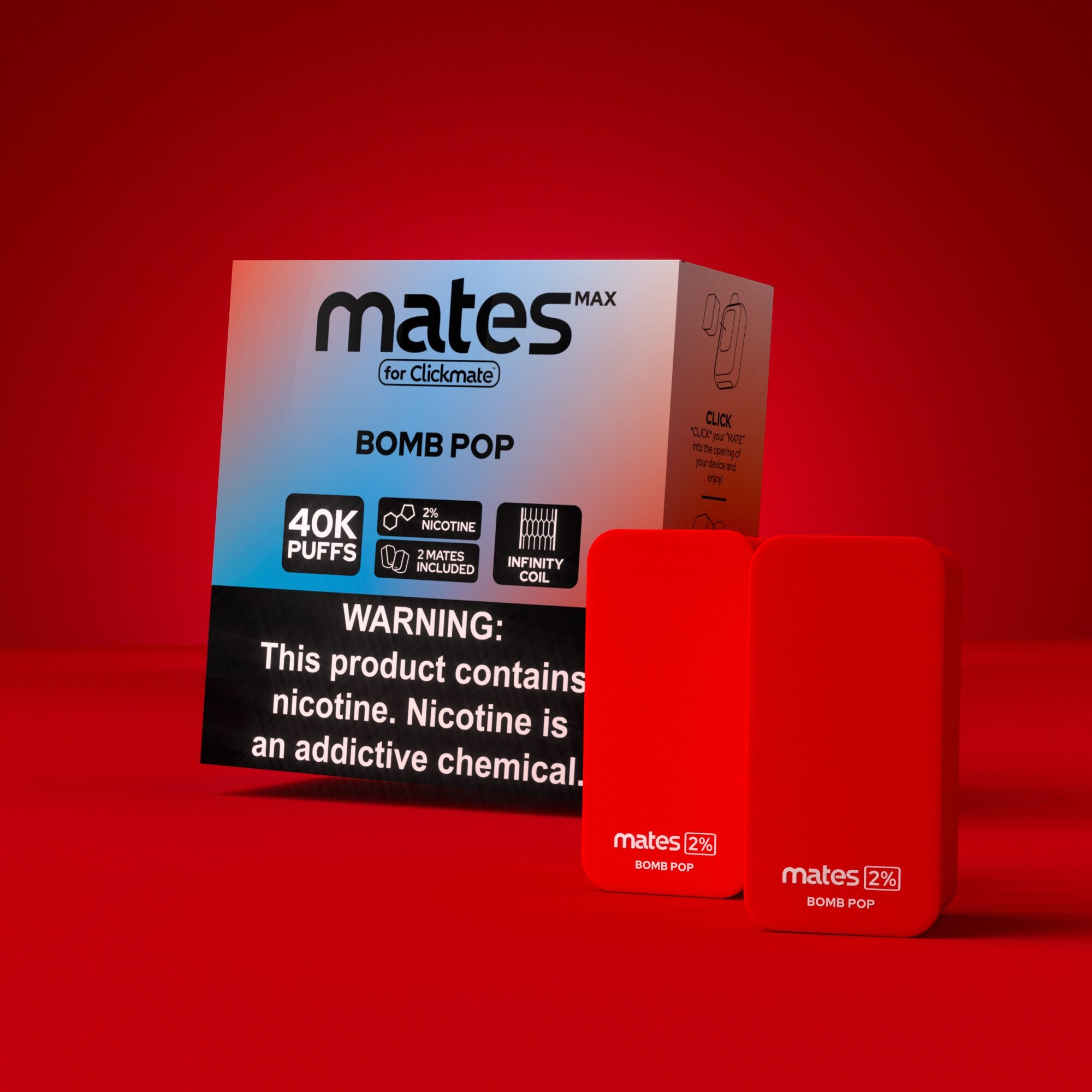 7Daze Clickmates 2% Prefilled Mates MAX (2-Pack) Bomb Pop with packaging