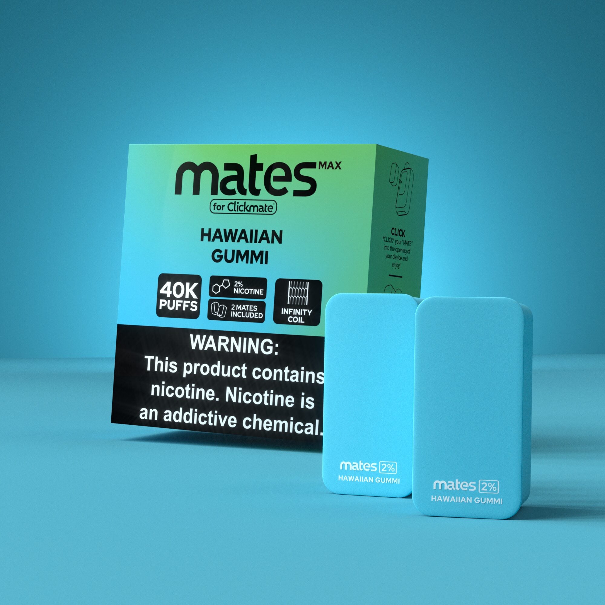 7Daze Clickmates 2% Prefilled Mates MAX (2-Pack) Hawaiian Gummi with packaging