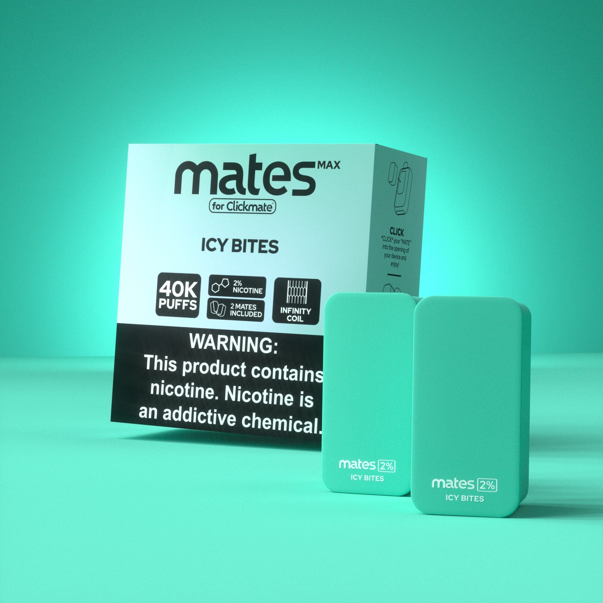 7Daze Clickmates 2% Prefilled Mates MAX (2-Pack) Icy Bites with packaging