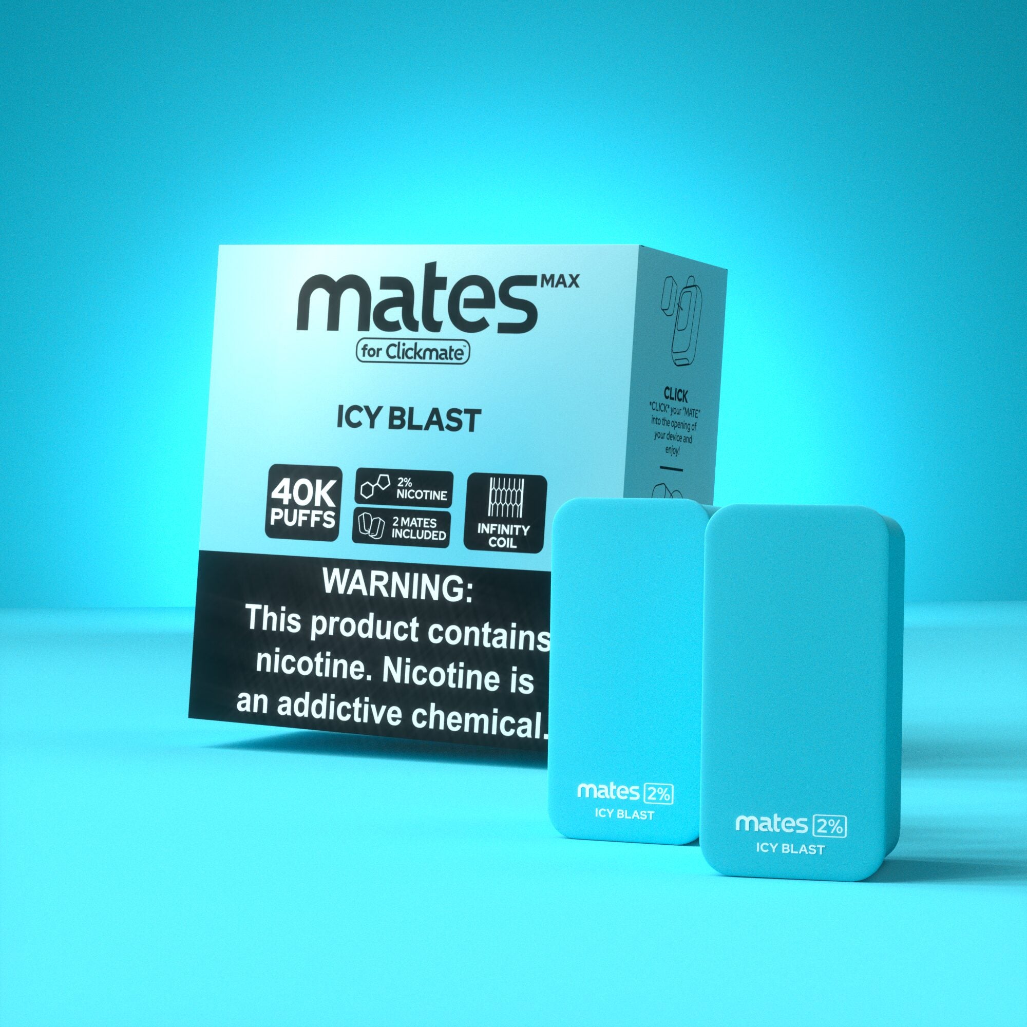 7Daze Clickmates 2% Prefilled Mates MAX (2-Pack) Icy Blast with packaging