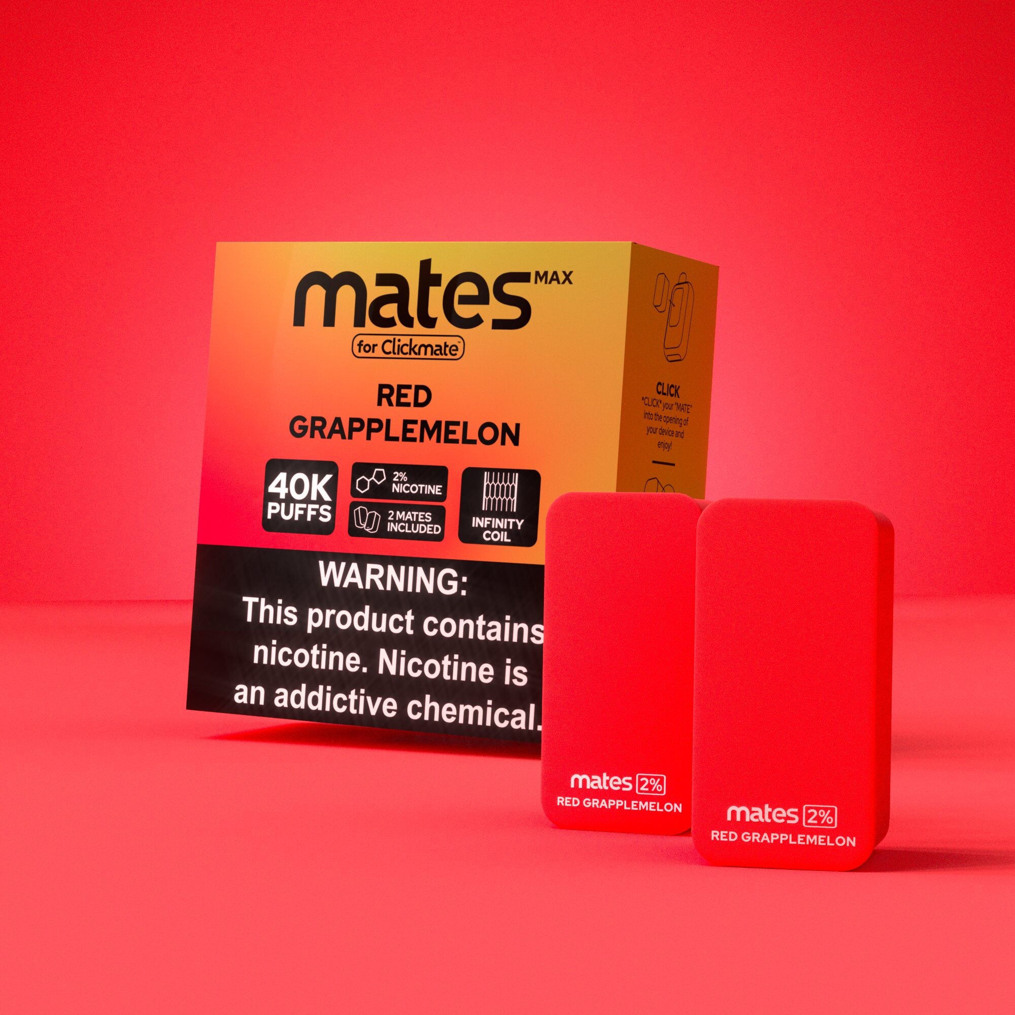 7Daze Clickmates 2% Prefilled Mates MAX (2-Pack) Red Grapplemelon with packaging