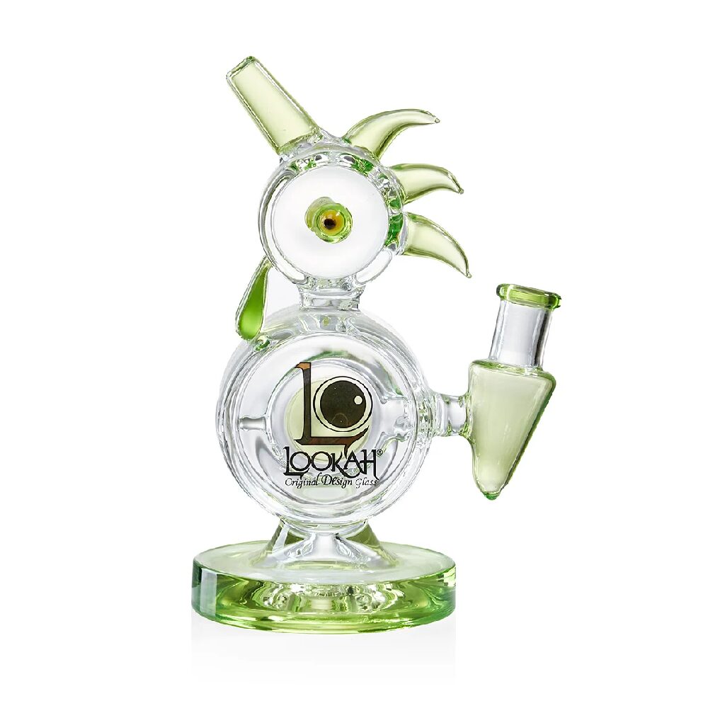 Lookah (Dab Rig) 8″ Mini Disc Percolator Rooster Glass Water Pipe Green