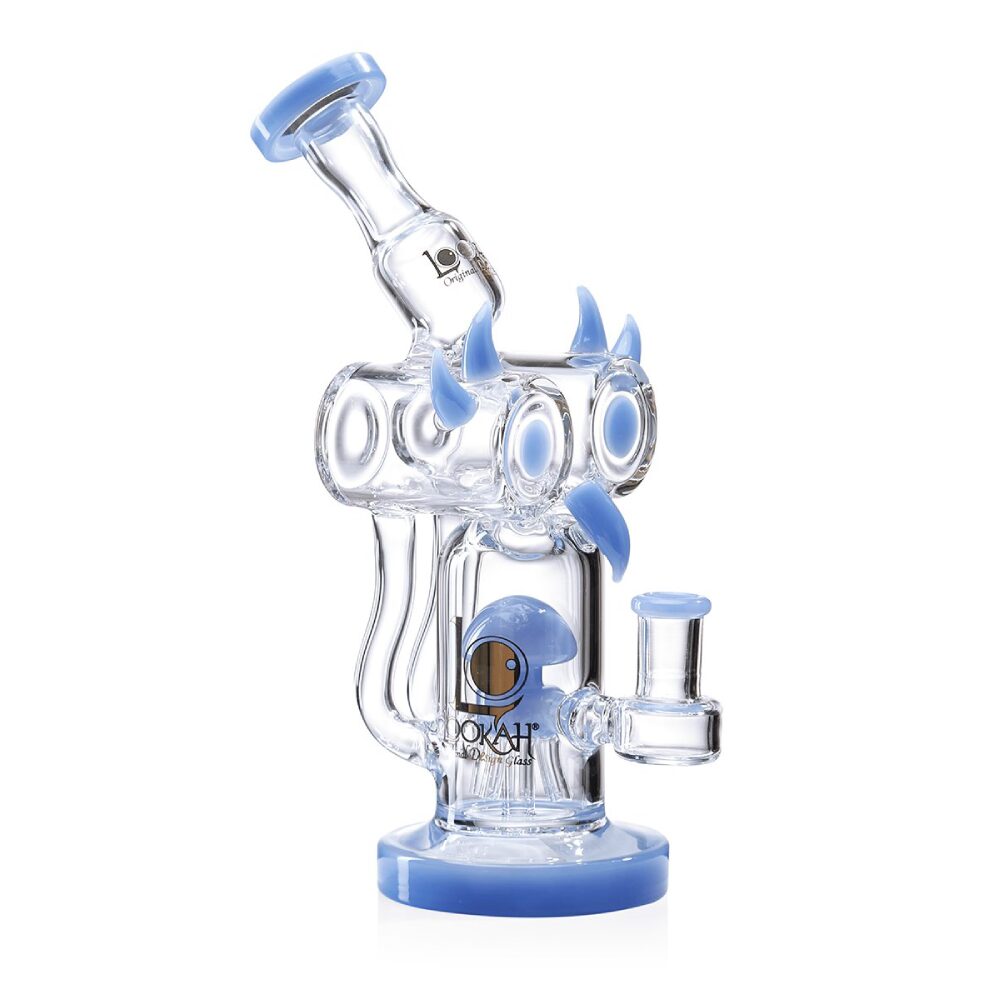 Lookah (Dab Rig) 10” Recycler Percolator Fantasy Bird Water Pipe Blue