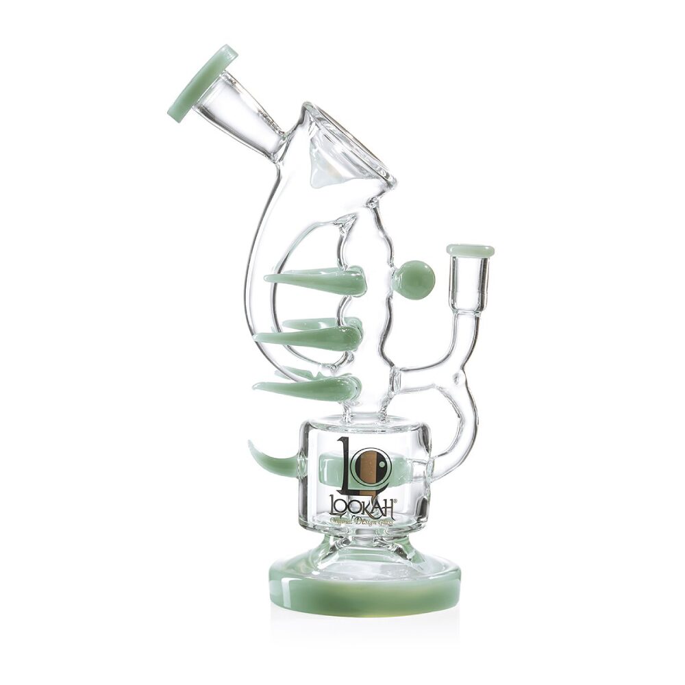 Lookah (Dab Rig) 11″ Recycler Double Chamber Spur Water Pipe Green