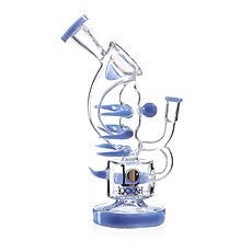 Lookah (Dab Rig) 11″ Recycler Double Chamber Spur Water Pipe Blue