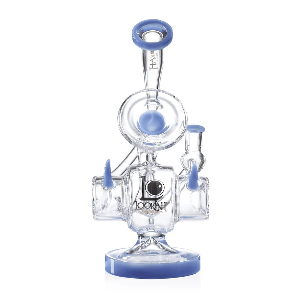 Lookah (Dab Rig) 11” Recycler Tripled Chamber Horn Water Pipe Blue