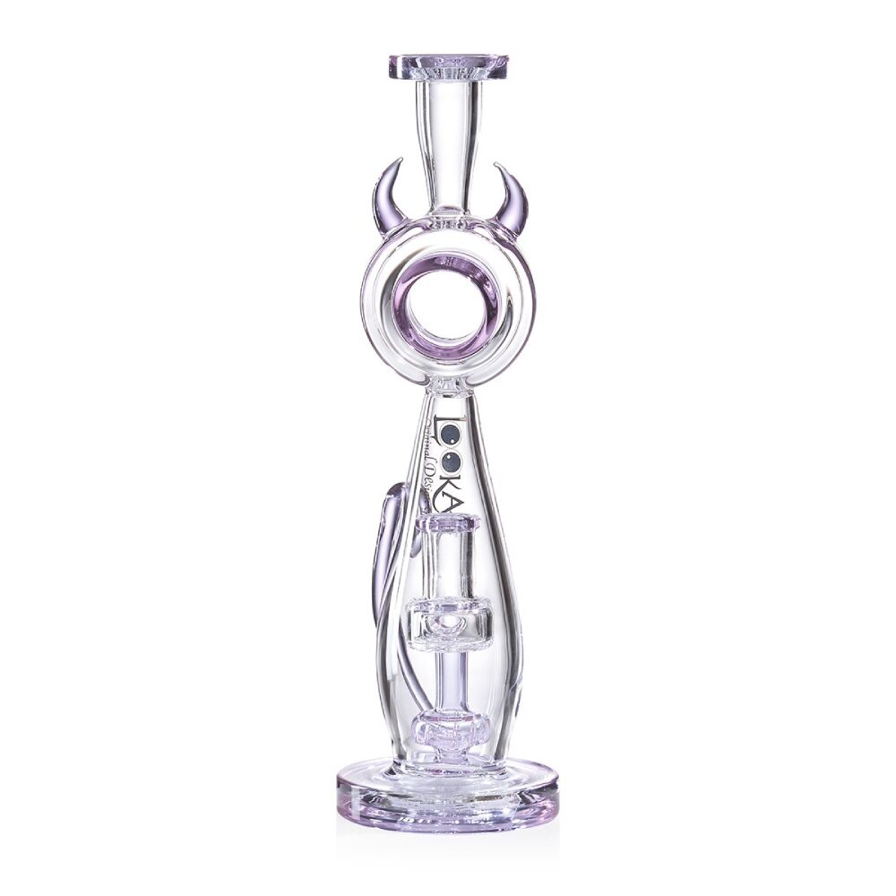 Lookah (Dab Rig) 12” Cute Percolator Elegant Cat Water Pipe Purple