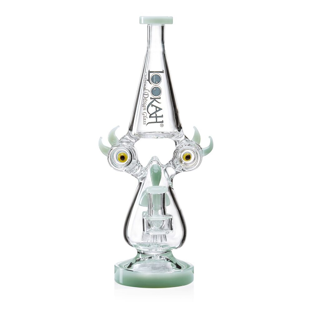 Lookah (Dab Rig) 12″ Recycler Color Rim Big Eyes Water Pipe Green