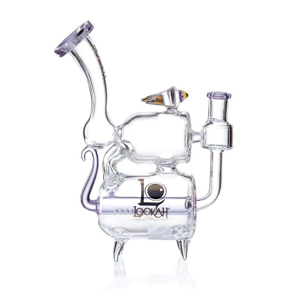 Lookah (Dab Rig) 9″ Cute Recycler Double Chamber Percolator Water Pipe Purple