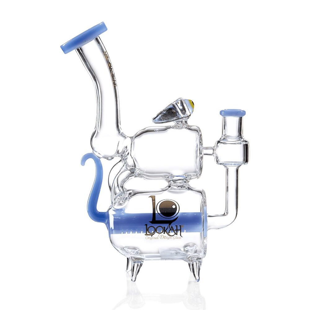 Lookah (Dab Rig) 9″ Cute Recycler Double Chamber Percolator Water Pipe Blue