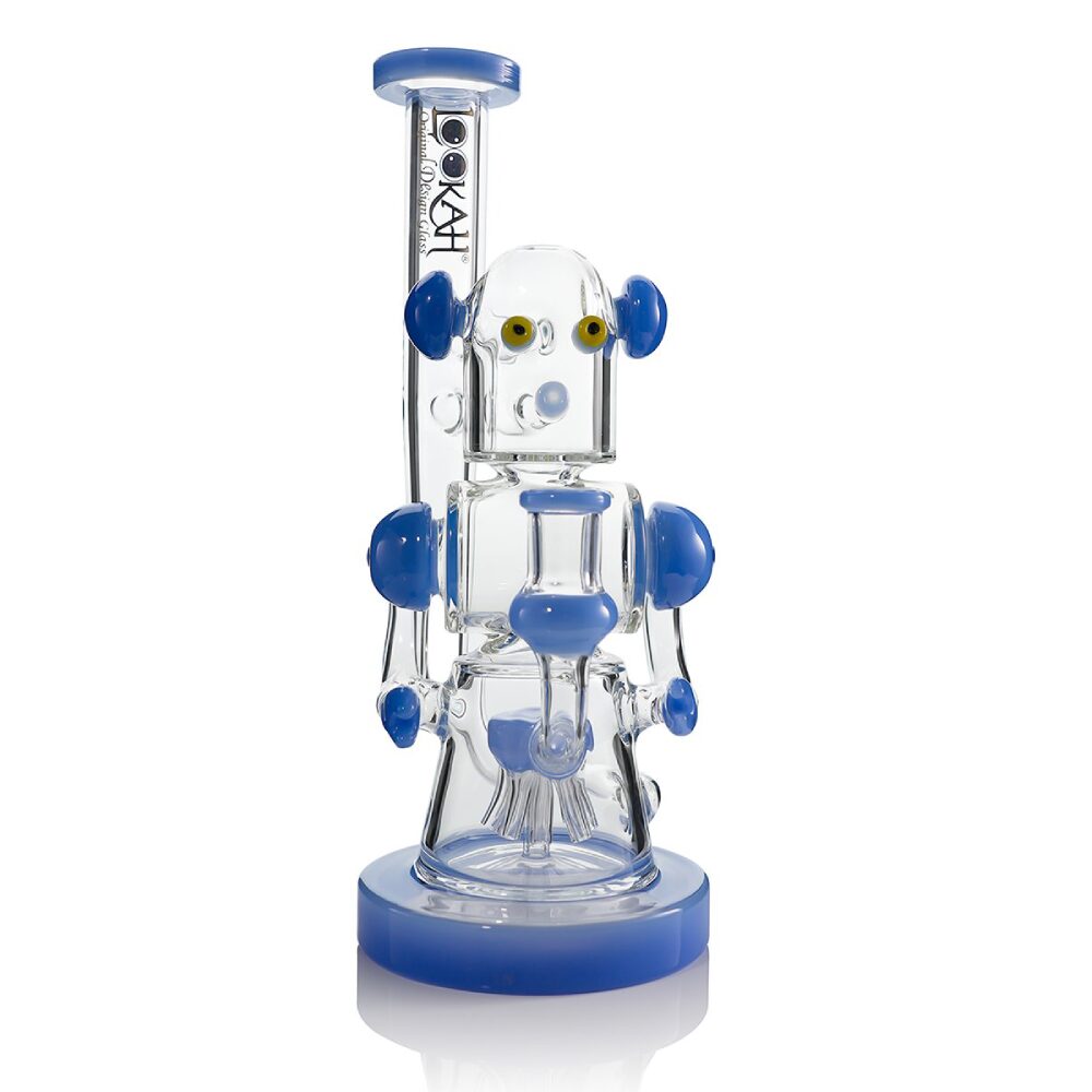 Lookah (Dab Rig) 12″ Recycler Robotic Glass Water Pipe Blue