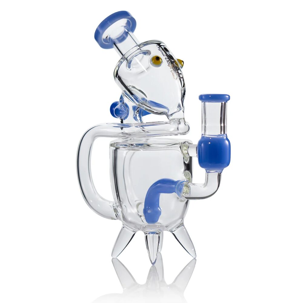 Lookah (Dab Rig) 8″ Recycler Cute Alien Glass Water Pipe Blue