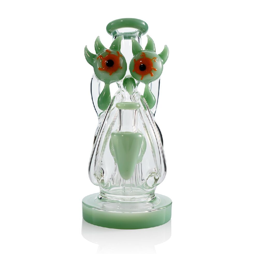 Lookah (Dab Rig) 10″ Cool Recycler Bloodshot Eyes Alien Water Pipe Green