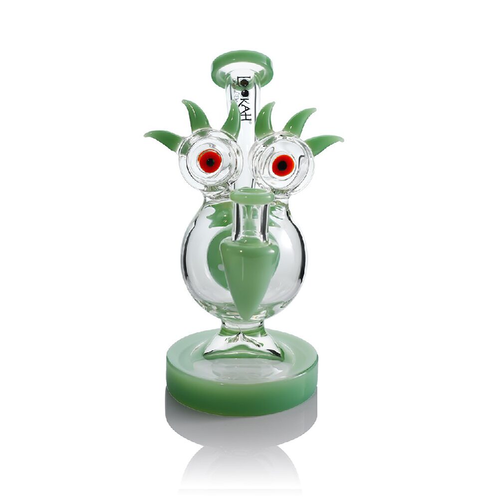 Lookah (Dab Rig) 8” Mini Sparkling Red Eyes Alien Water Pipe Green