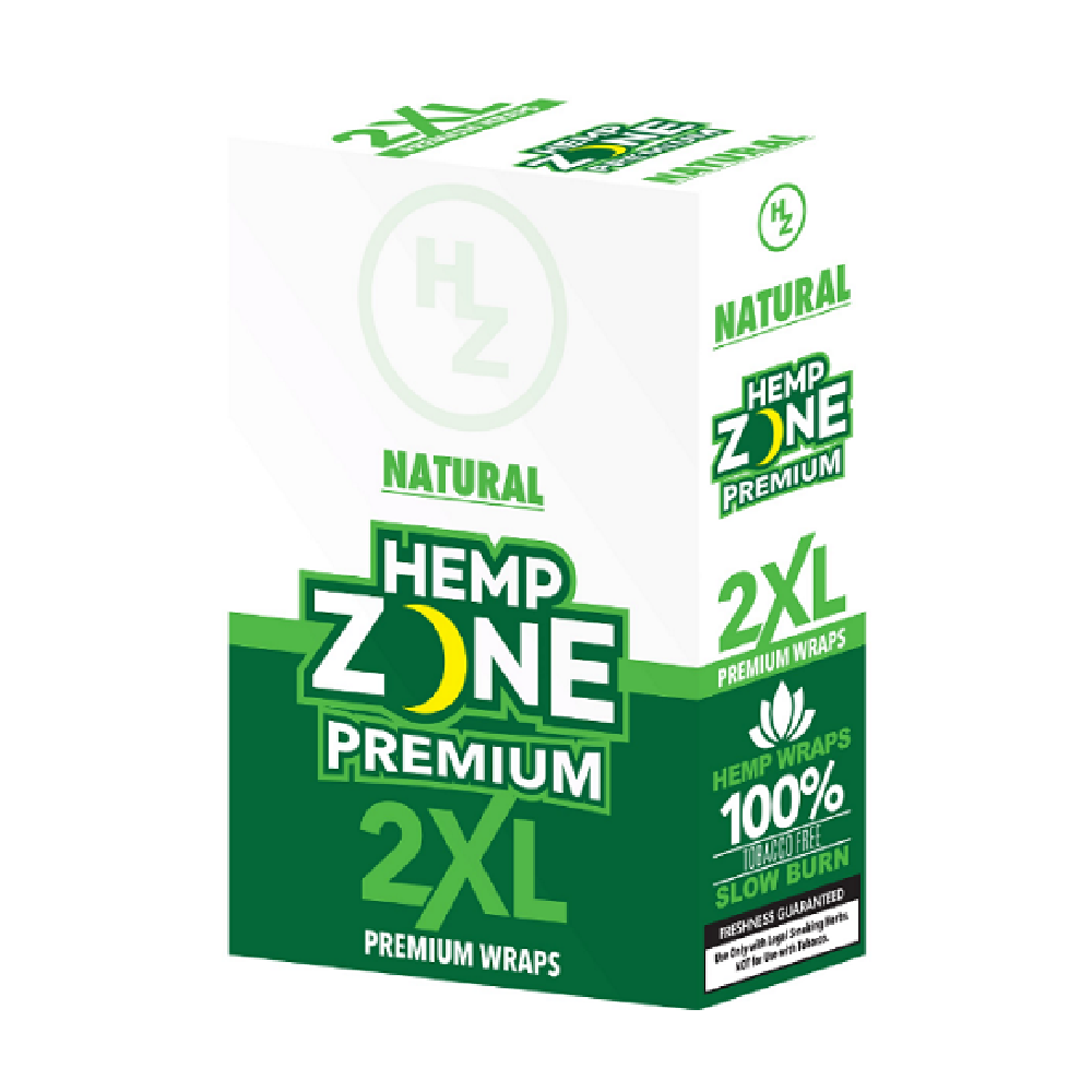 Hemp Zone Premium 2XL Wraps - 25 Pouch Box | Natrual with Packaging