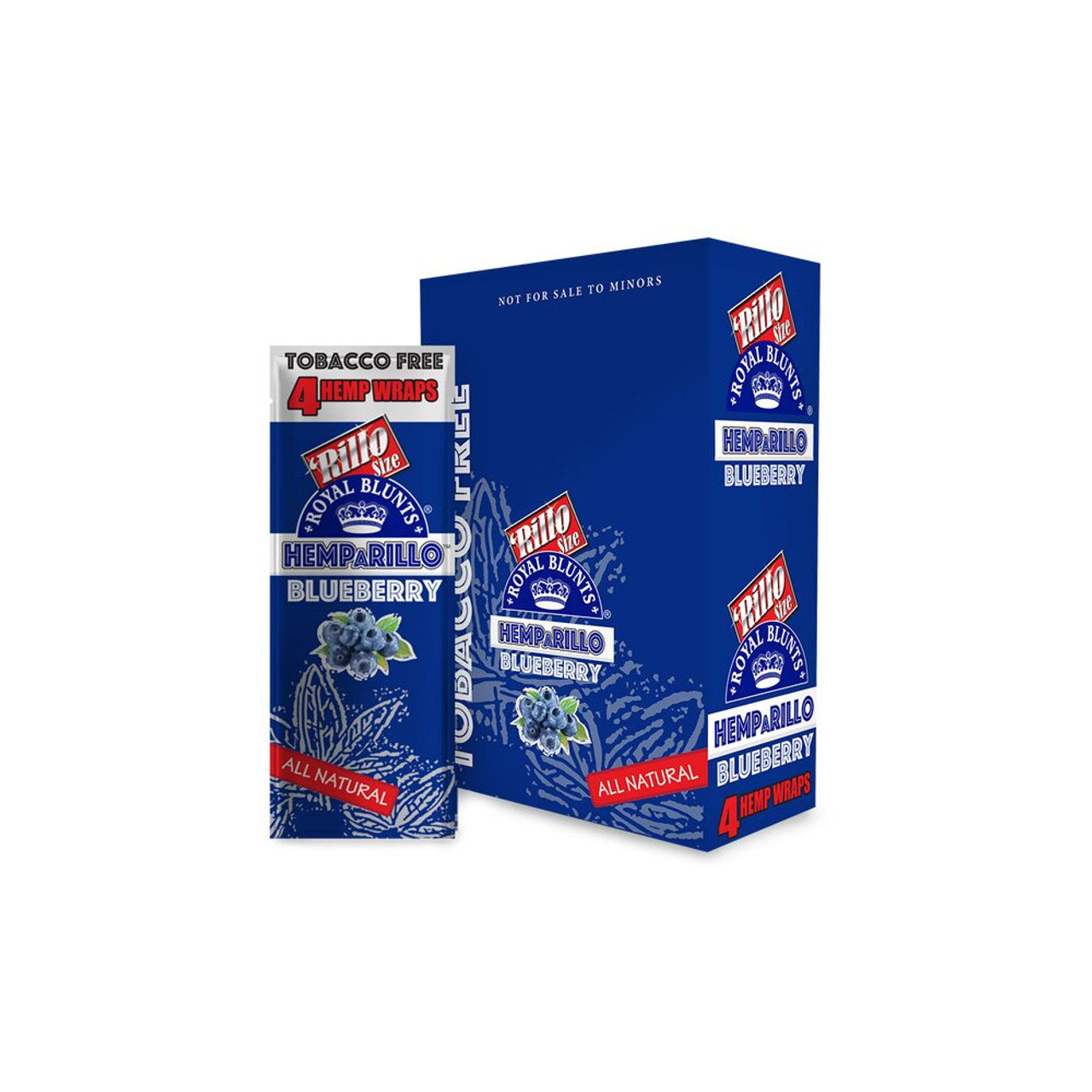 Royal Blunts Hemparillo All Natural (4 Wraps) Blueberry with packaging
