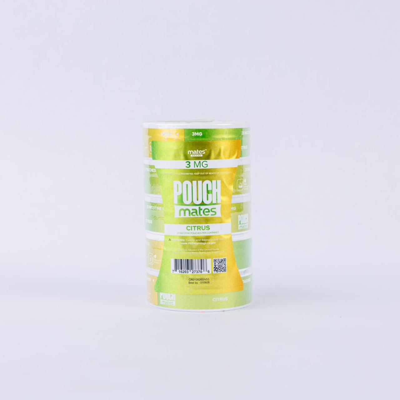 PouchMates (DSPLY 5pc)(Nic Pouch)(20ct Can) Citrus with packaging