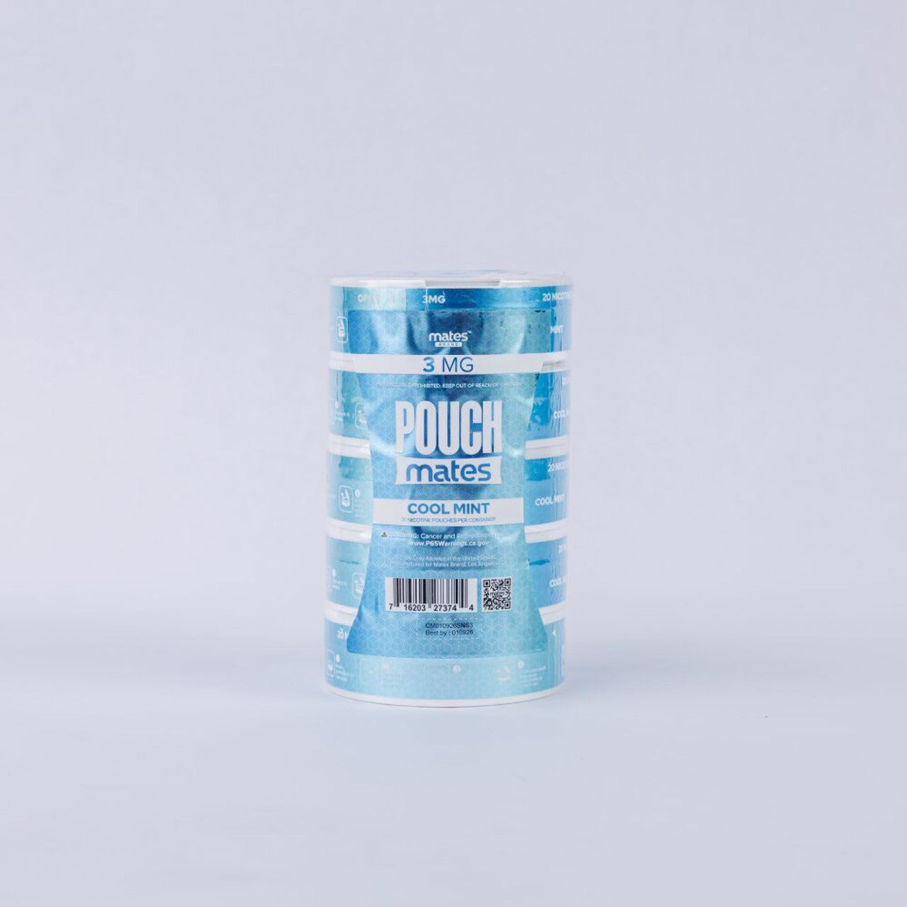 PouchMates (DSPLY 5pc)(Nic Pouch)(20ct Can) Cool Mint with packaging