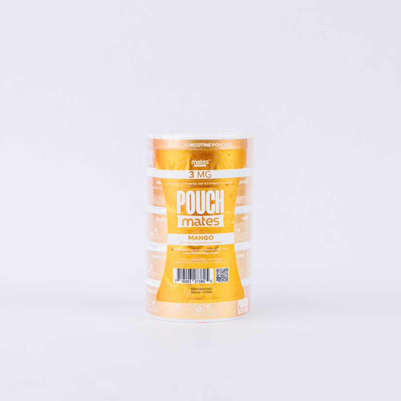 PouchMates (DSPLY 5pc)(Nic Pouch)(20ct Can) Mango with packaging