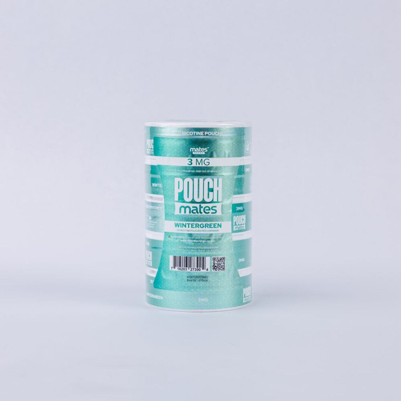 PouchMates (DSPLY 5pc)(Nic Pouch)(20ct Can) Wintergreen with packaging