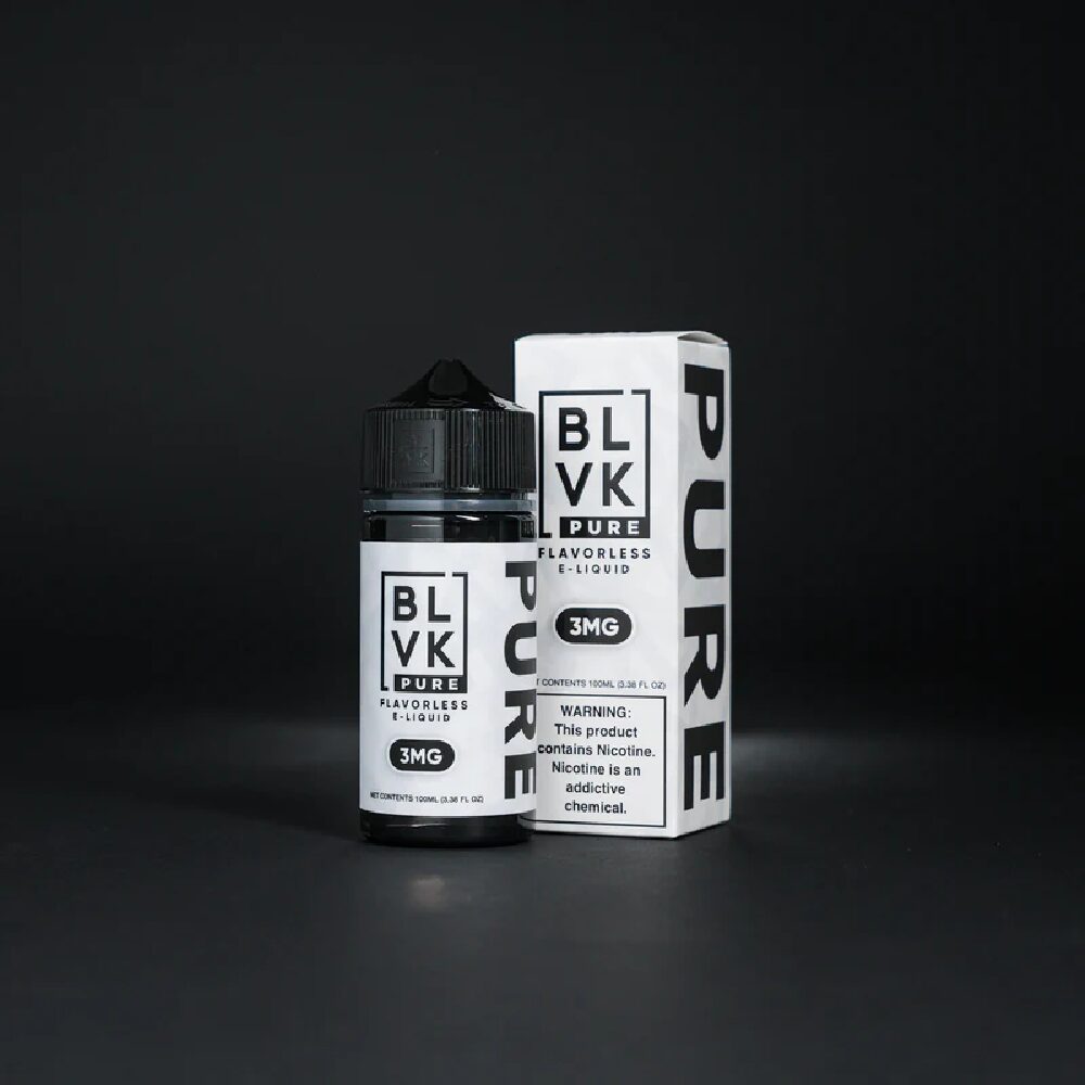 Flavorless PURE BLVK 100mL Bottle with packaging