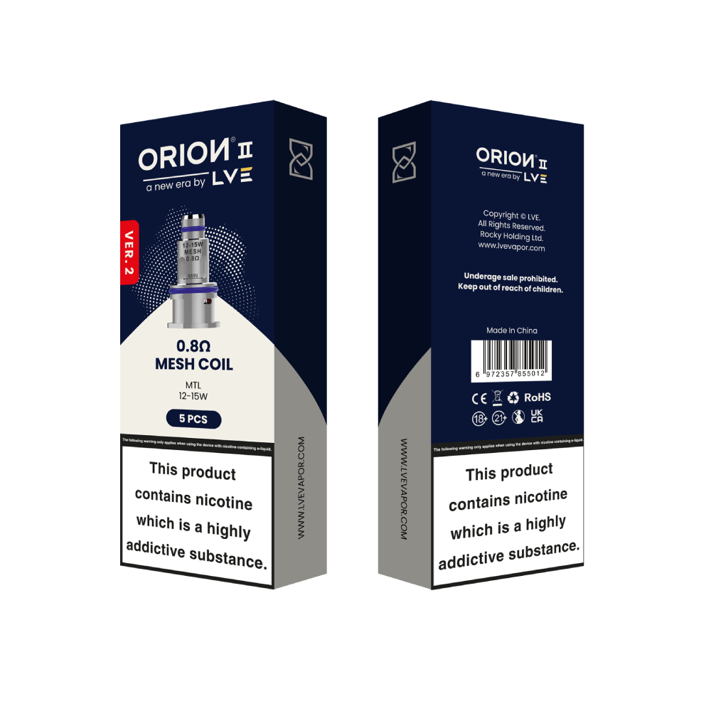 LVE Orion II V2 Mesh Coils (5-Pack) 0.8ohm MTL