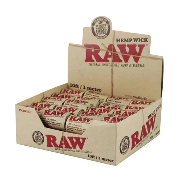 Raw* (DISPLY 40pc)(Hemp Wick)(10ft/3m) packaging