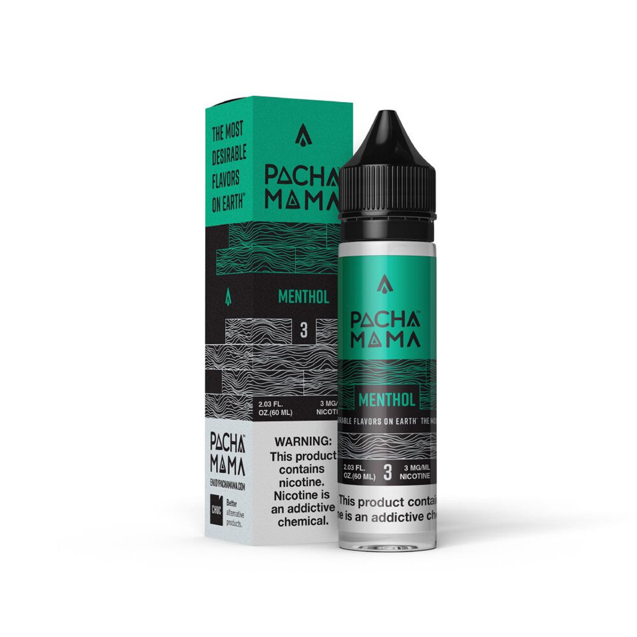 Menthol Pachamama 60mL Bottle with packaging