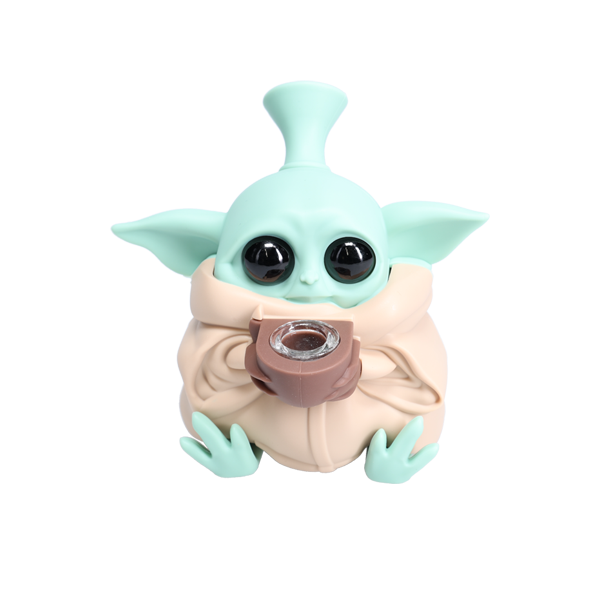Non branded (Hand Pipe)(1-Pack) SHP12 Baby Yoda Silicone Hand Pipe brown