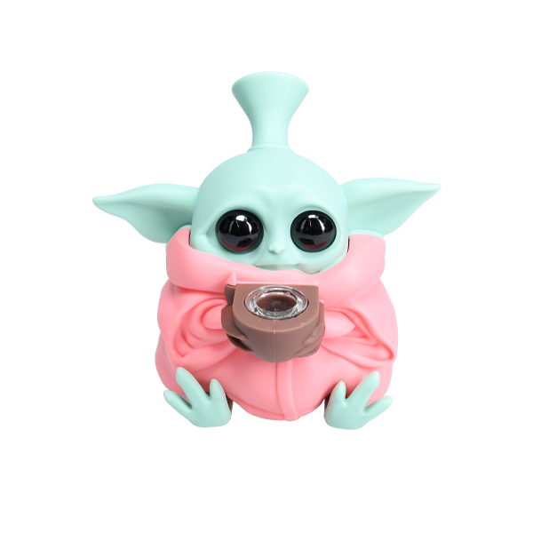Non branded (Hand Pipe)(1-Pack) SHP12 Baby Yoda Silicone Hand Pipe pink
