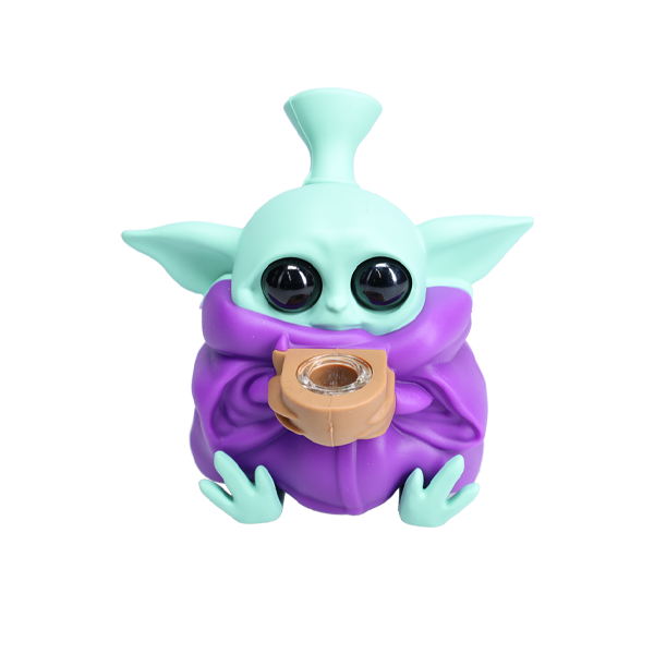 Non branded (Hand Pipe)(1-Pack) SHP12 Baby Yoda Silicone Hand Pipe purple