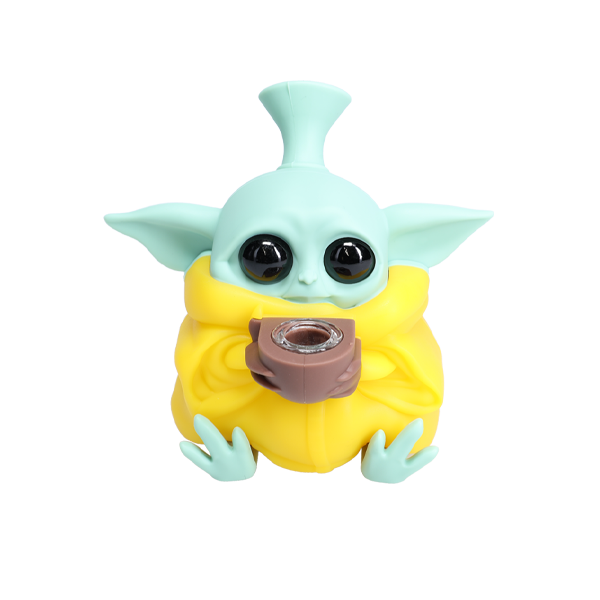 Non branded (Hand Pipe)(1-Pack) SHP12 Baby Yoda Silicone Hand Pipe yellow