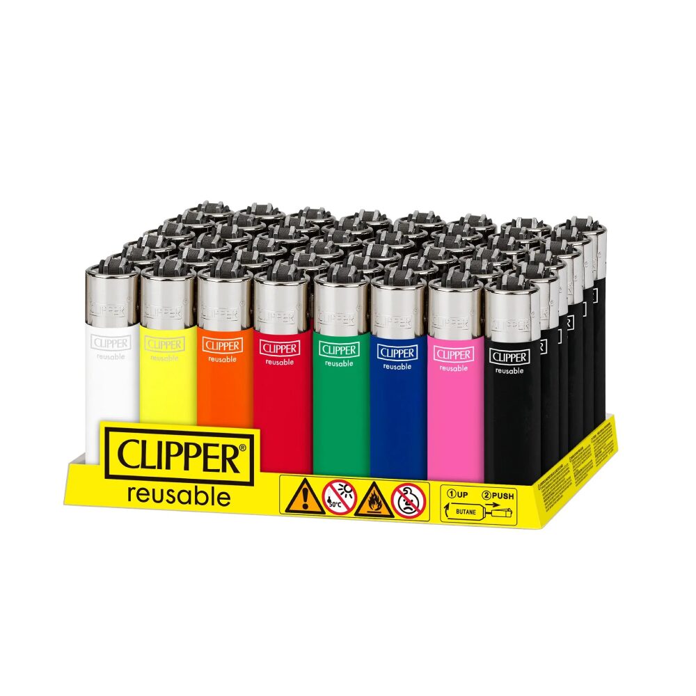 Clipper (DSPLY 48pc)(Lighter) CP11R Reusable Classic Large Solid Assorted Colors (SAS)