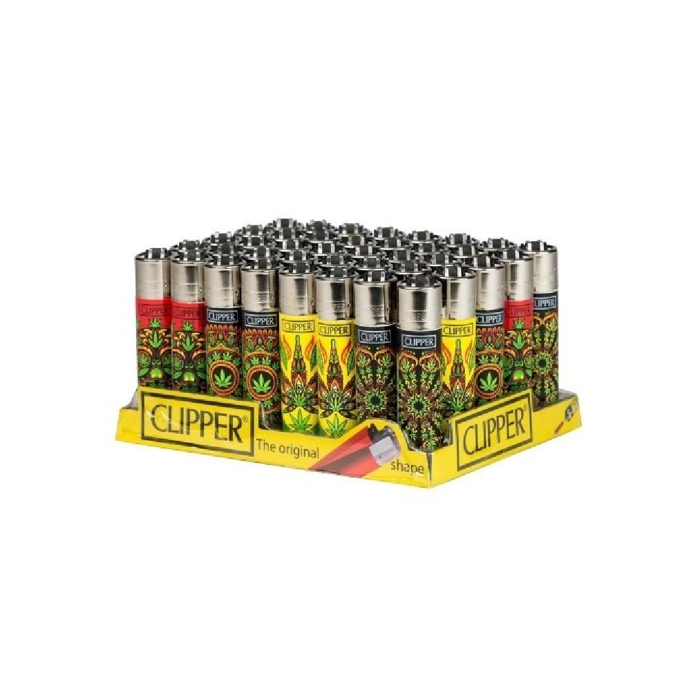 Clipper (DSPLY 48pc)(Lighter) CP11R Reusable Classic Large PSY Weed 4/4 (SAS)