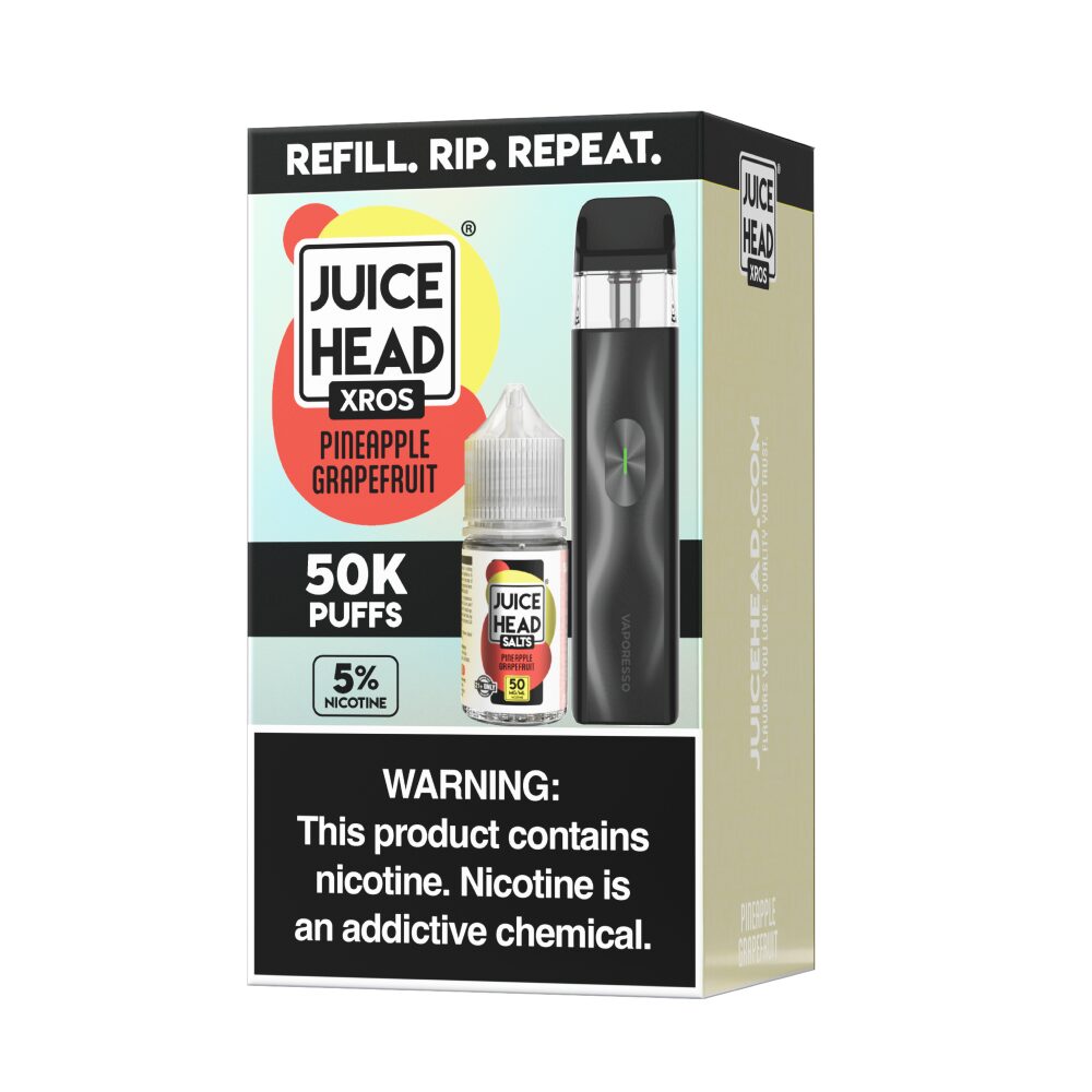 Vaporesso XROS 4 Mini Pod Kit + Juice Head 30mL (Collab Bundle) Pineapple Grapefruit packaging