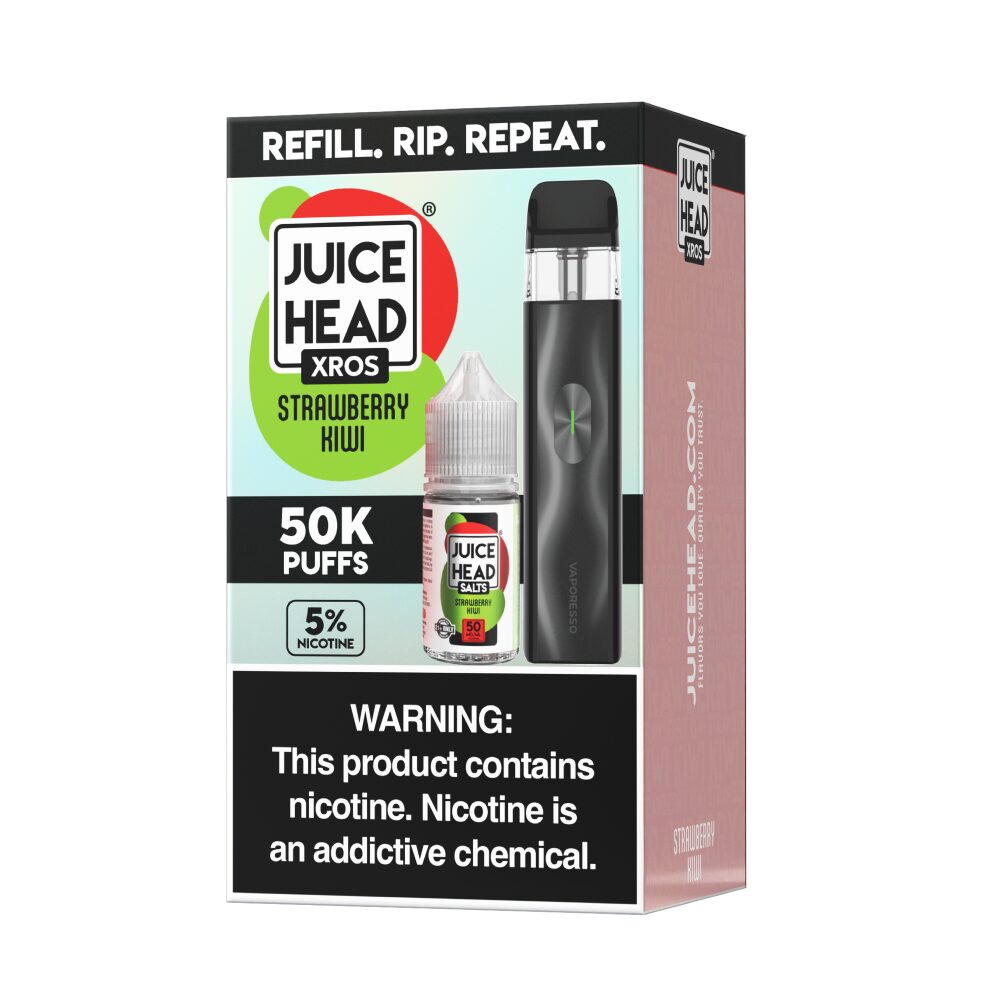 Vaporesso XROS 4 Mini Pod Kit + Juice Head 30mL (Collab Bundle) Strawberry Kiwi packaging