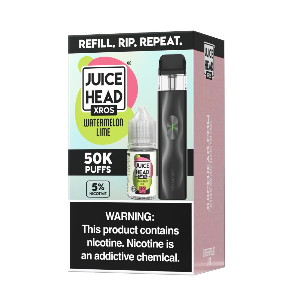 Vaporesso XROS 4 Mini Pod Kit + Juice Head 30mL (Collab Bundle) Watermelon Lime packaging